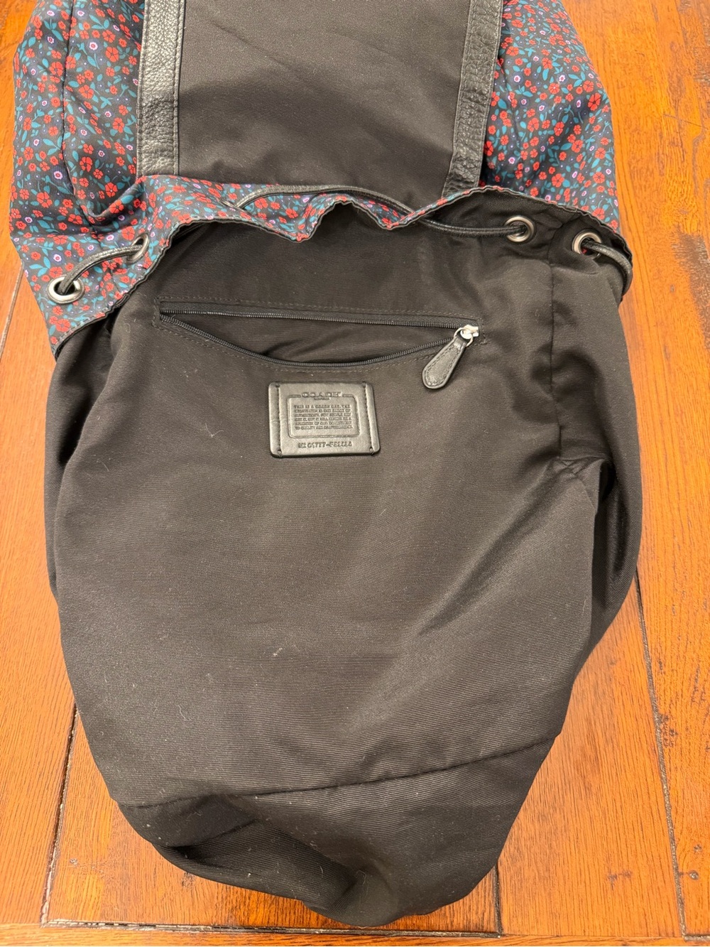 Coach Nylon Floral Drawstring Backpack - Picture 7 of 11
